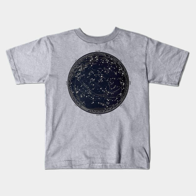 Map Of The Night Sky Kids T-Shirt by LittleBean